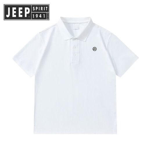 JEEP SPIRIT吉普重磅Polo衫夏季男士短袖翻领白色t恤潮流ins宽松纯色体恤男 白色polo衫-1365 M 【建议110-130斤】