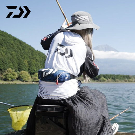 DAIWA 25 spring and summer one-hit sun protection clothing, thin hooded/stand collar fishing clothing, sunshade zipper, long sleeves, stand collar sun protection top - blue L