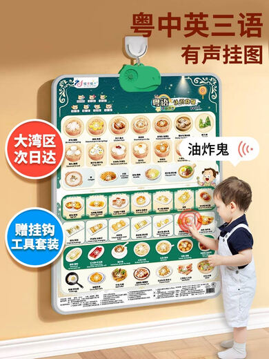 CIPU Kantonesische Audio frühe Bildung Hängende Bilder Baby Aufklärung Kognitive Wandaufkleber Spielzeug Kinder hängen Gemälde Guangdong PU Englisch drei Sprachen köstliche Obst und Gemüse