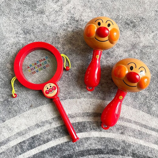 Infant and early childhood education enlightenment sand hammer hand bell rattle drum beater drum beater plate bread superman comfort toy [3 piece set] Elementary sensory enlightenment set