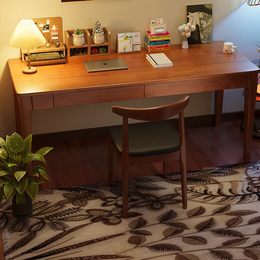 Marku Liangpin solid wood desk small apartment student simple writing desk study table X2508 walnut color 100*50*75