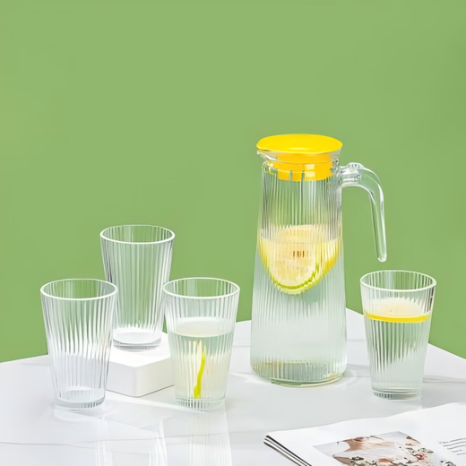 Beimu Xing vertical pattern cold water bottle set glass cup high-value Japanese juice cup home restaurant water cup new style one pot