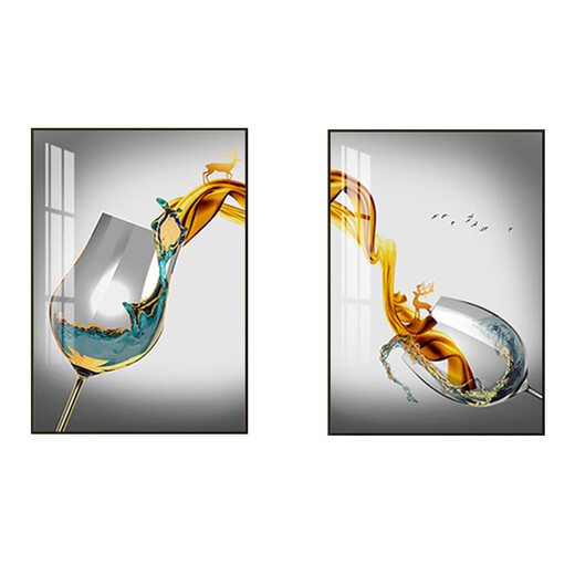 
Wen Yijia customized restaurant meter box two-pair decorative painting modern simple distribution box blocking switch box creative wine glass hanging painting. Wine celebration 15850/15839 60*80 (accommodation of 50X70 electric box) Classic black