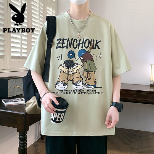 Playboy (Playboy) T-shirt à manches courtes Boy Junior High School Élève lâche Hong Kong Top Teenager Big Children Childre
