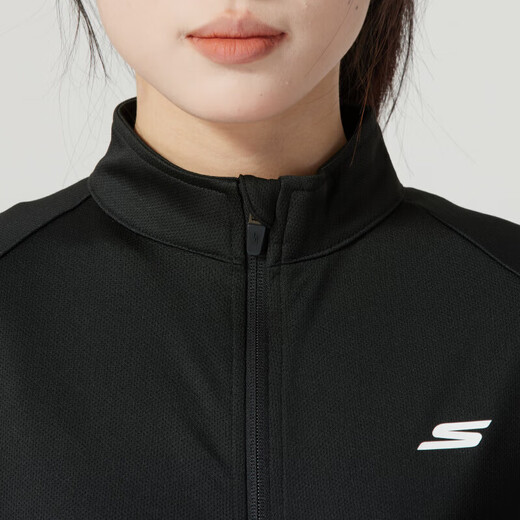 斯凯奇（Skechers）套装女 运动服立领夹克外套 跑步健身训练长裤休闲裤直筒裤裤子 黑色两件套/外套+长裤 XS