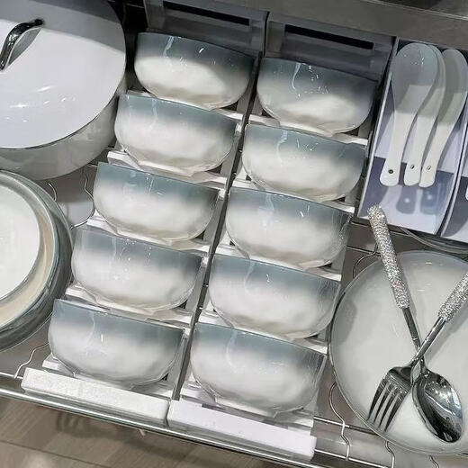 Harbor high-end dishware set for home use 2025 new simple housewarming gradient gray ceramic underglaze color tableware 5-inch bowl 2 pieces