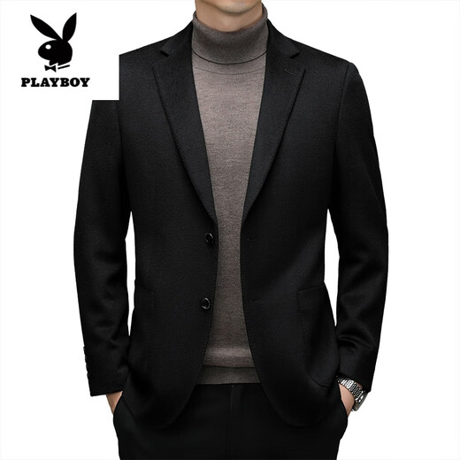 Playboy (PLAYBOY) Костюм из шелковой шерсти шелковицы, мужской деловой повседневный кашемировый костюм среднего возраста, мужской осенне-зимний одинарный пиджак, черный, 4XL 195 Рекомендуется 190-200Джин Джин равен 0,5 кг