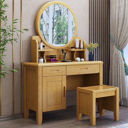 Chinese style solid wood dresser master bedroom high-end home wedding room walnut color bedroom dresser solid wood dresser cabinet 509 dresser gift stool