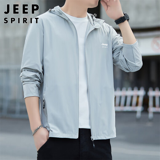JEEP SPIRIT Jeep sun protection clothes men's ice silk summer anti-UV jacket thin outdoor fishing high-end skin clothing