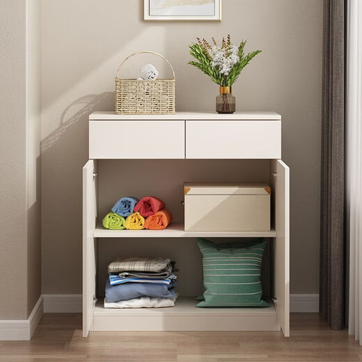 Katisha solid wood balcony cabinet storage cabinet with drawers household sun-proof and moisture-proof shoe cabinet sundry storage cabinet bay window cabinet customization length 100 depth 40 height 80 two doors and two drawers entry package installation