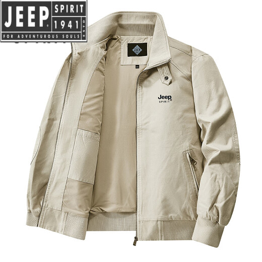 JEEP SPIRIT Jacket Men's Spring and Autumn Loose and All-Match Casual Lapel Working Jacket Cotton Military Green 2XL