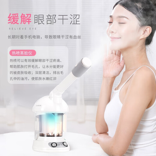 Golden Rice hot spray facial steamer nano ion hot and cold dual spray sprayer facial steamer large spray large capacity hot spray instrument beauty salon facial beauty instrument open pores steam cleaning machine light gray large spray large capacity single thermal spray facial steamer