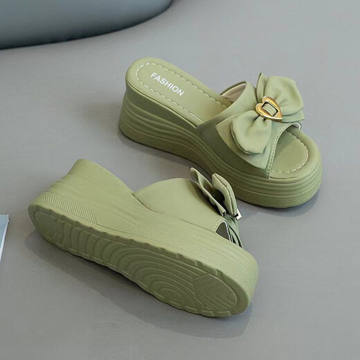 Clai de taille brisée Perle King High Talon Slippers pour les femmes Talons de semelles épaisses d'été Tour les tongs Slivers de cravate de papillon