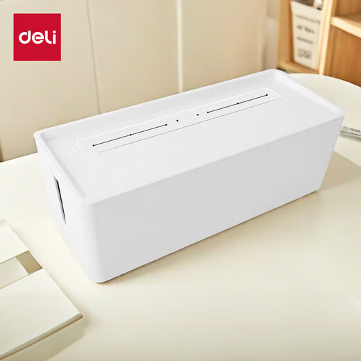 Deli Desktop Cable Management Box/Storage Box Socket/Power Strip/Plug Strip/Plug Strip/Terminal Board/Pull Line Board 8906 Elegant White