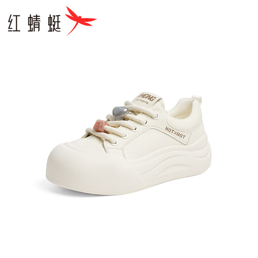 Red Dragonfly Puff Bread Shoes 2025 Spring versatile white shoes ugly and cute thick-soled shoes for women WTB15280 meter white 37