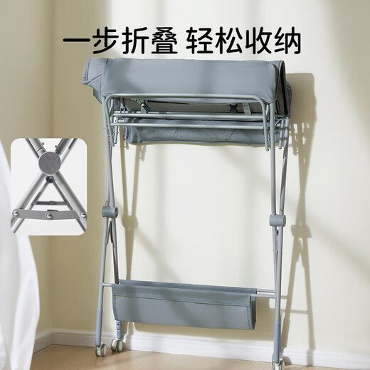 欧孕尿布台婴儿护理台洗澡一体宝宝多功能简易升降折叠婴儿床垫子 轻奢卡标准款5档升降+置物兜+稳
