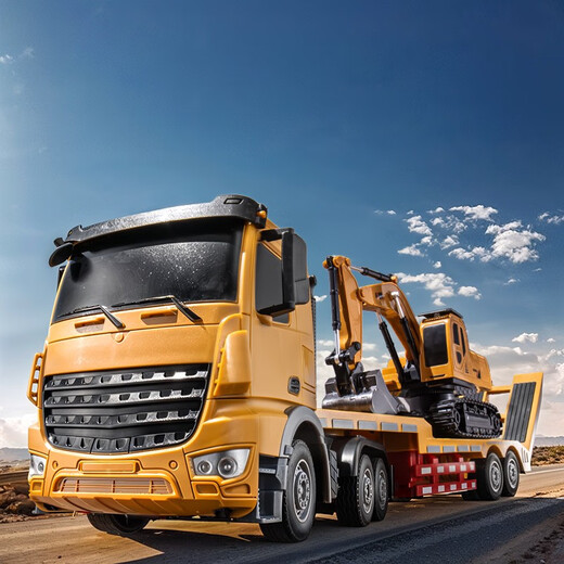 Großer Fernbedienungssteuer-Anhänger-Lkw-Flatebett-Transportauto-Ingenieurwartfahrzeug-Spielzeug Boy Lading Semi-Dailer-LKW 88 cm Medium 5 Funktion Fernbedienung Flachbett Ein wiederaufladbares Batterien