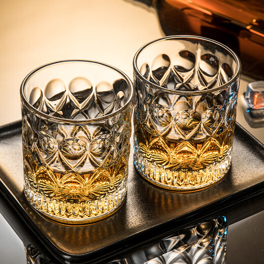 Bodenju Nordic household high-looking glass, wine glass, whiskey cup, drinking cup, tea cup, juice cup, beer cup set, Karen cup + gold cup holder, free chassis, 8 pieces, 6 pieces