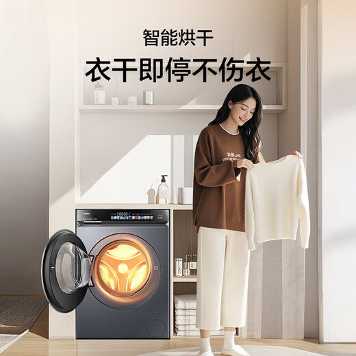 Haier Little Red Flower Fully Automatic Drum Washing and Drying Integrated Washing Machine with Drying Integrated 10KG Home Appliances National Subsidy OCC XQG100-HBE376XS