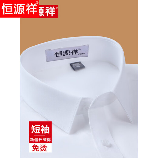恒源祥2025舒适短袖男士衬衫舒适DP成衣免烫正装夏季薄款浅蓝色衬衣新款 短*袖9926淡蓝 38