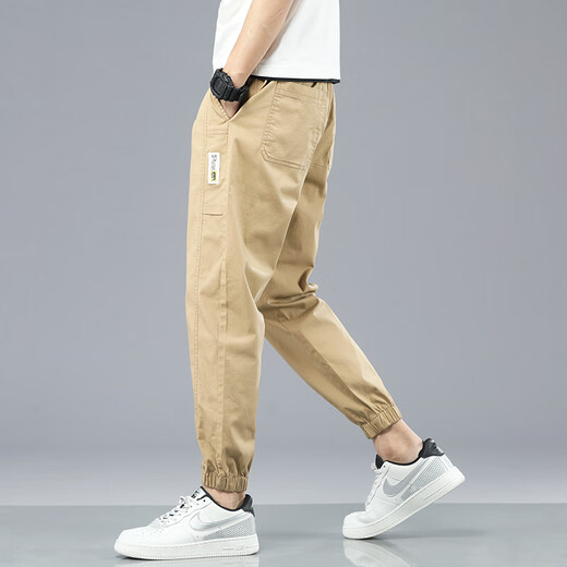 Sommer dünne lässige Hosen für Männer für schlanke und vielseitige neue Art Harem Cropped Hosen 2025 Khaki Herrenhosen Trendy 991 Khaki 32 Größen Siehe Details Seite