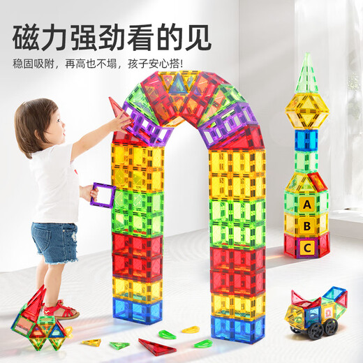 Magic Magnetic Player (Magplayer) Kinderspielzeugfarben-Fenster Magnettafeln 100 Stück + 2 Automagnetspielzeug magnetische Bausteine für Jungen und Mädchen 3-6 Jahre alt