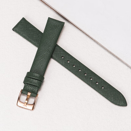 
Adapted to Armani genuine leather watch strap for women's small green watch AR11150 11149 11399 11147 1726 Green-Rose Gold Pin Cuff 14mm