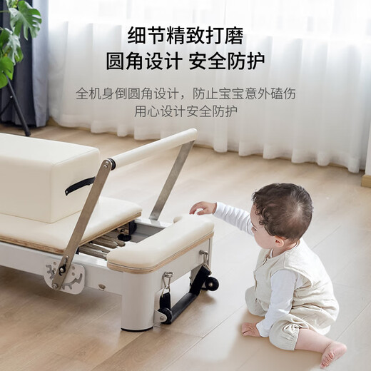 Star Diary Aluminum Pilates Folding Core Bed Small White Bed High-end Home Yoga Studio Personal Training Commercial Fitness Equipment Basic Folding + Domestic Piano Wire + Cat Claw Cloth Elegant Gray