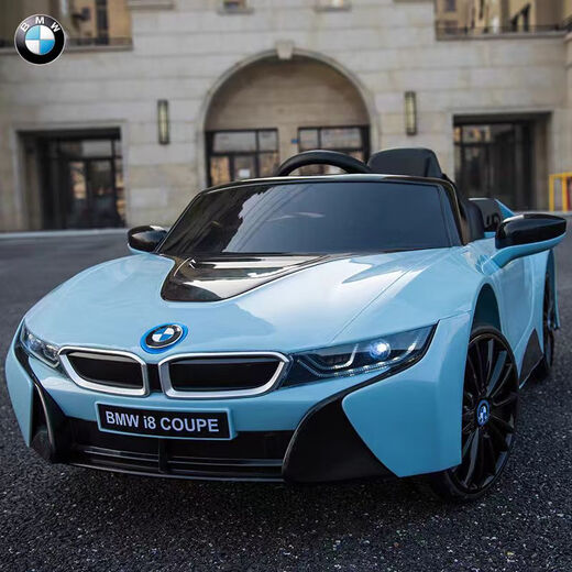 AWZ BMW children's electric car electric sports car four-wheel car child remote control sit-on toy car remote control baby week flagship version blue four-wheel drive swing + remote control + leather electric drive