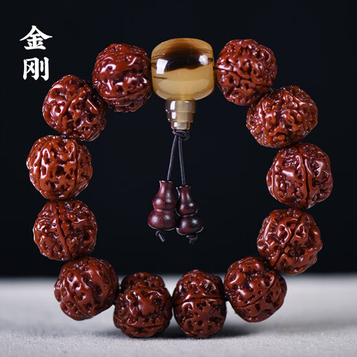 藏式机刷玉化金刚菩提天然菩提籽牛角三通佛珠手串男士国风手链 牛角三通+葫芦约15~20mm(5瓣)