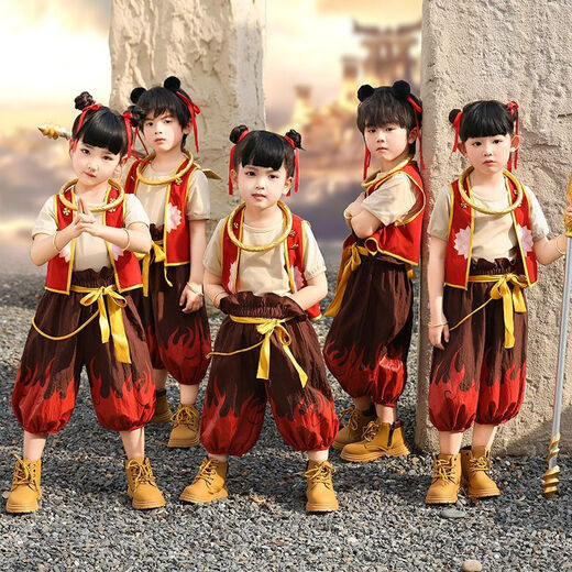 House play toys Children's Day Nezha performance costumes for boys and girls performances Cos clothing cheerleading uniforms children's clothing Nezha [8-piece set] Qiankun Circle 150 sizes (suggested height: 140-150cm)