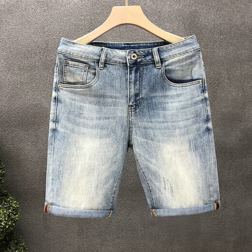 
AEXMERE Denim Shorts Men's 2025 Summer New Fashion Brand Stylish Five-Part Pants All-match Medium Pants Hailong Home 690 Blue 31