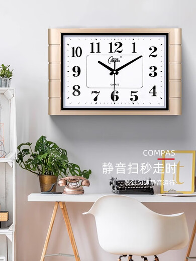 Combasi Living room wall clock mute bedroom office hanging table simple calendar clock household quartz clock perpetual calendar wood grain color (6215) others