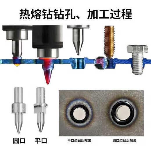 FHJQB热熔钻头合金钻钨钢钻挤压容融圆口平口M3456810热熔钻拉伸钻 平口M4-3.7mm 直径