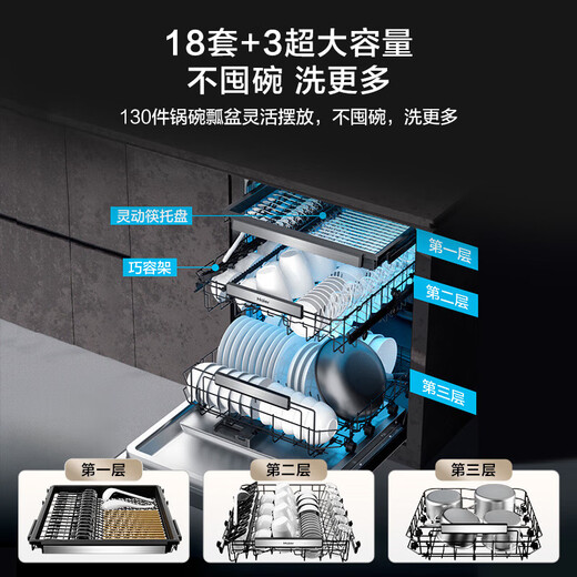 Haier Double-sided Washing W5000Plus National Subsidy 20% Dishwasher Built-in 18 Sets + 3 Large Capacity Six-Star disinfecting UV Double Sterilization EYBW18566JHU1