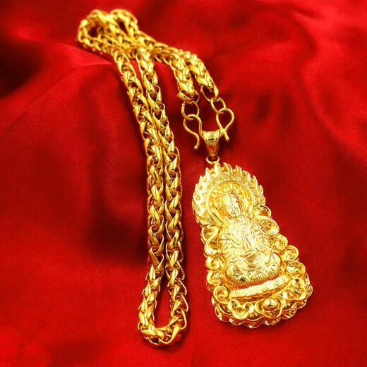 Ya Dove Necklace Sand Gold Vietnamese Guanyin Men's Pendant Gold Does Not Gold Fading Chain Men's Domineering Gold-plated Imitation Jewelry Dragon Guan Gong Brand Suit Necklace