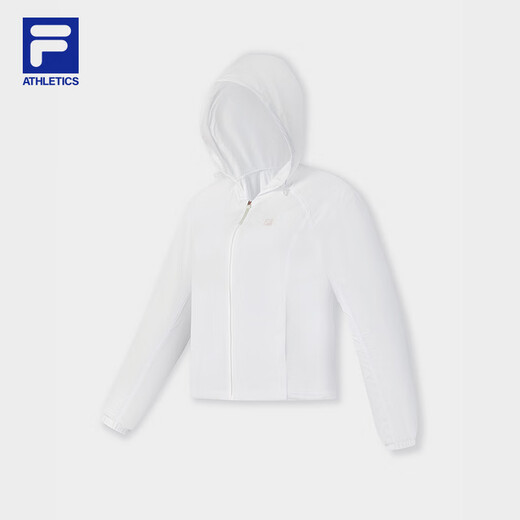 FILA 斐乐官方女装梭织外套2025秋季新款健身运动简约宽松连帽上衣 玉石白-WT L 170/88A/L
