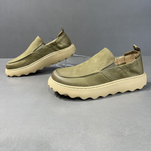 Gy Jinlilai 2025 Summer Soled Lazy Man Patadas mocasines de cuero zapatos de viaje huecos zapatos para hombres RESTIVO DESAUPABLE 9898 SURFAURADA DE CUERO BLANCO 38