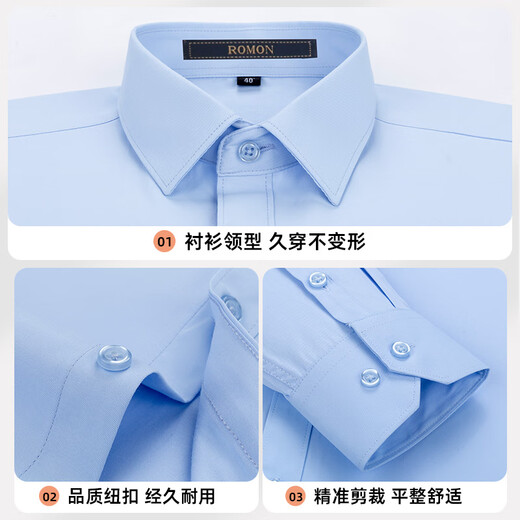ROMON long-sleeved shirt men's spring and autumn easy-to-make business casual formal wear middle-aged and young work shirt C101
