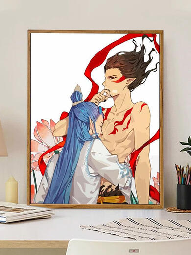 Yonghuan 2025 NEU NEZHA 2: DAMII DAHAI DIGITAL OIL PALERUNG AO BING BING HAND BINGETTE Füllung und Färbung hochprekiser Malerei LL12126 Acrylmalerei + professionelle Öl-Leinwand + Multiple