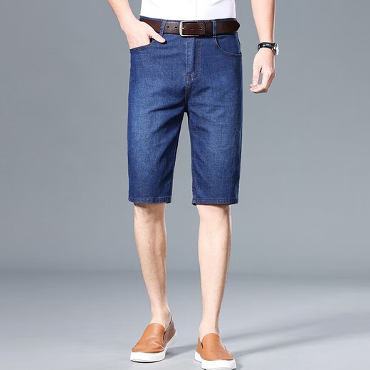 
Yalu men's denim shorts men's summer thin casual cropped pants trendy brand loose straight men's mid-pants summer new men's pants blue + dark blue (two pairs) 9850 33 (two feet six waist circumference)