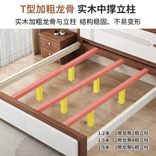 Tiantongju upgraded bed board solid wood bed Nordic master bedroom 1.8m double bed 1.5m household economical wooden bed single elegant gray bed 1.5*2.0m