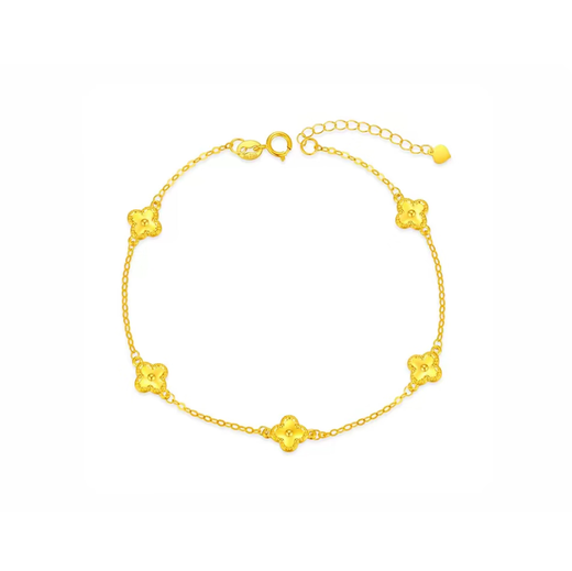 OeinOEIN2025 new lucky four-leaf clover exquisite sparkling laser niche 18K gold adjustable women's bracelet gold yellow