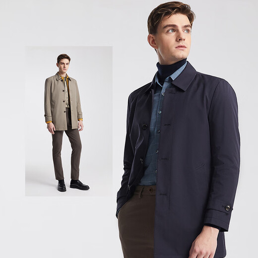 YOUNGOR windbreaker men's lapel single windbreaker nylon durable, comfortable and breathable men's top jacket khaki XL 180/100A