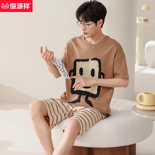 恒源祥2025新款睡衣男士夏季薄款纯棉短袖短裤家居服夏天大码可外穿套装 棉-男687 L [建议:100-120斤]