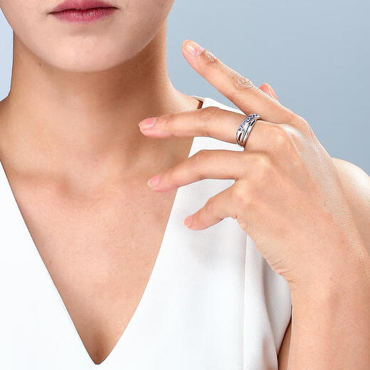 IosnX line men and women tanzanite 925 silver ring sterling silver ring female personality fashion closed middle finger personality fashion No. 20