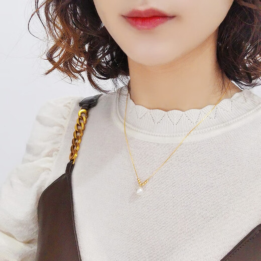 Laomiao Pearl Pendant 18K Gold Pearl Pendant Pearl Necklace Women's Birthday Holiday Gift for Wife Pendant/Approx. 1.90g