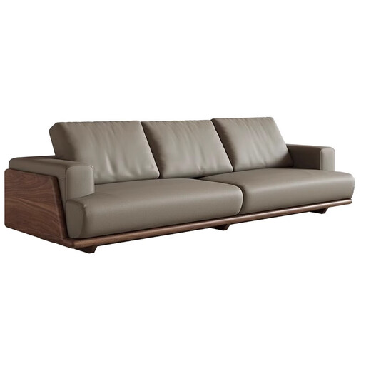 
Yushe Wooden Solid Wood Sofa Light Luxury Style Living Room Sofa Black Walnut Inline Sofa 681#