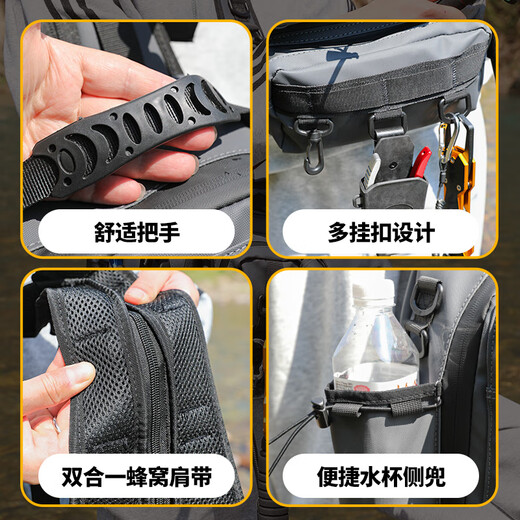 Camper Lure Bag Backpack Single Shoulder Crossbody Bag Multifunctional Fishing Bag Fishing Gear Rod Bag Fishing Storage Bag Samurai Black - Single Shoulder Backpack Naked Bag + Bait Box