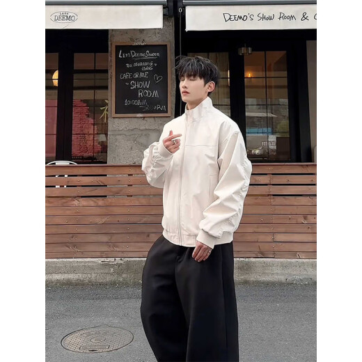 
7 high-quality pilot jackets for boys in spring and autumn new American retro high-end tooling jacket stand collar short baseball uniform CLH-Y6629 gray XL